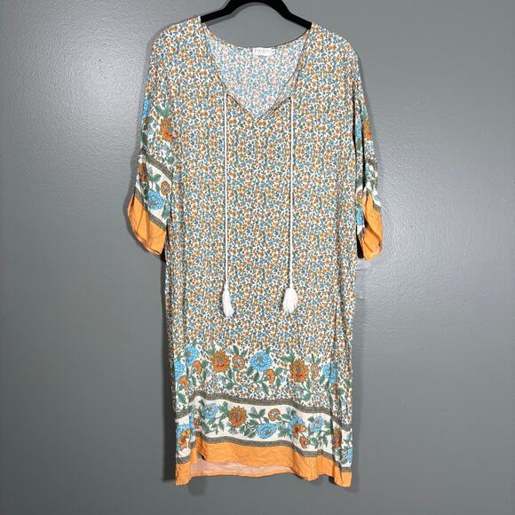 Halife Women's Floral Boho Chic Cottogecore Sheath Dress - Size Large - Hippie - Picture 1 of 8